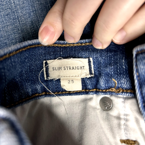 Madewell Jeans Women’s 25 Blue Slim Straight Mid Rise Medium Wash Button Fly - Picture 4 of 12